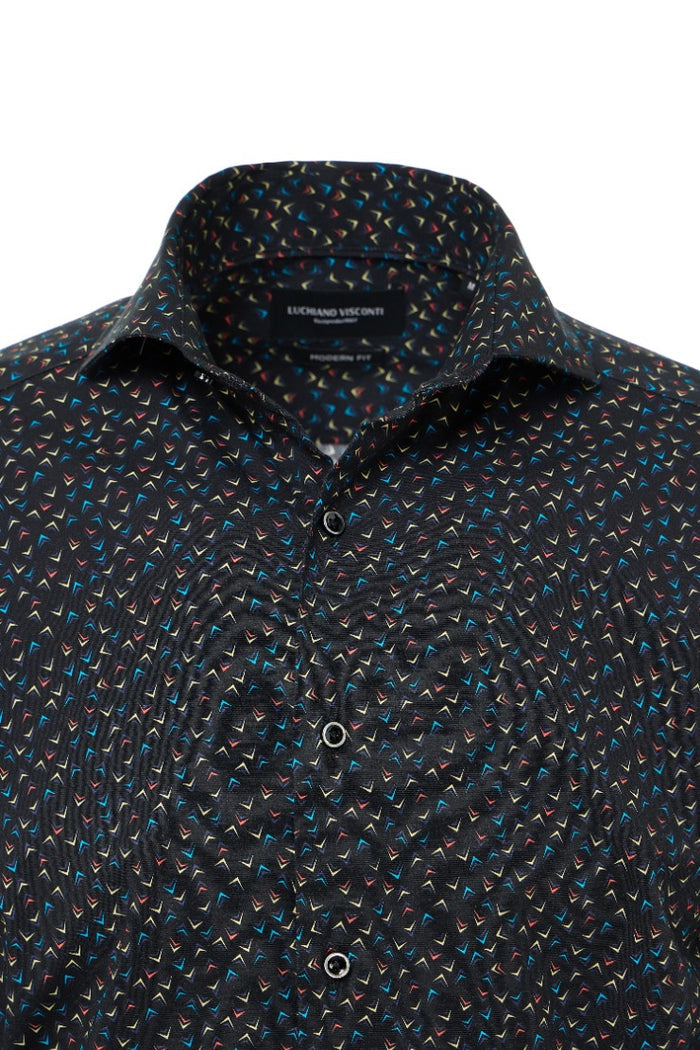 Multi Abstract Arrows Print Button Down Shirt