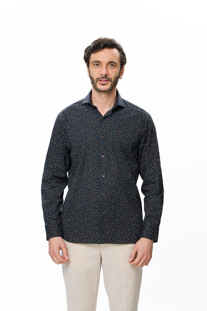 Multi Abstract Arrows Print Button Down Shirt