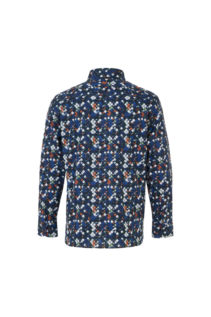 Multi Diamond Geo Print Button Down Shirt