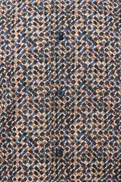 Multi Diamond Splash Geo Print Button Down Shirt