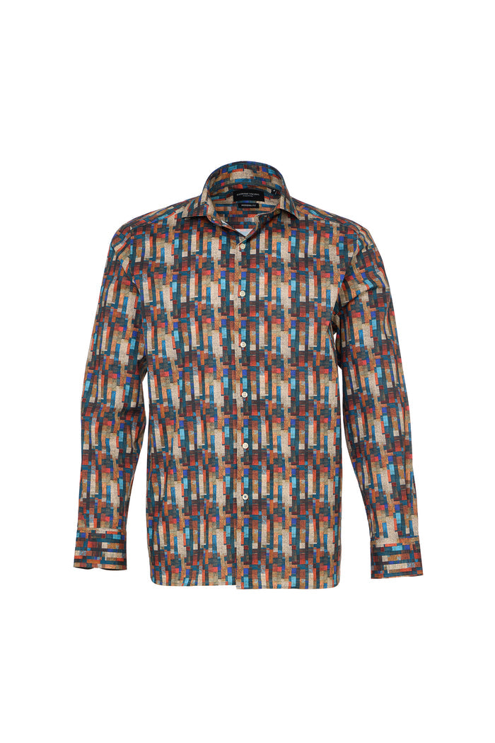 Multi Shape Geo Abstract Button Down Shirt