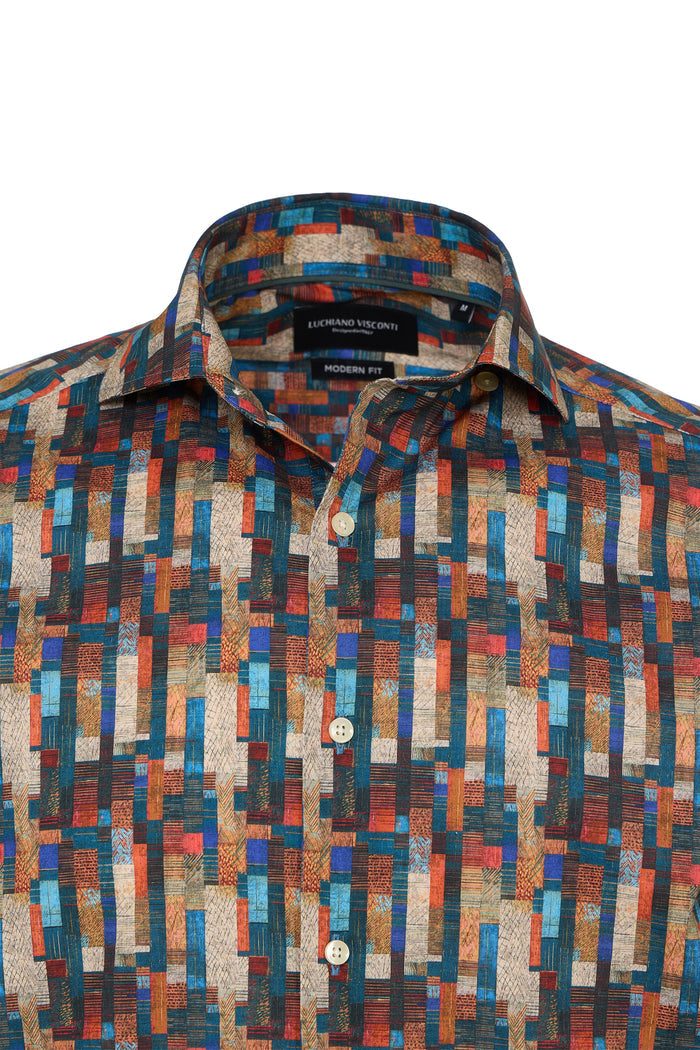 Multi Shape Geo Abstract Button Down Shirt