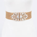 Multi Stone Gold Metallic Straw Stretch Plus Size Belt