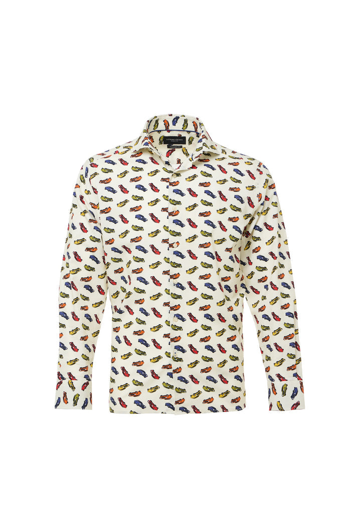 Multicolor Car Print Button-Down Shirt
