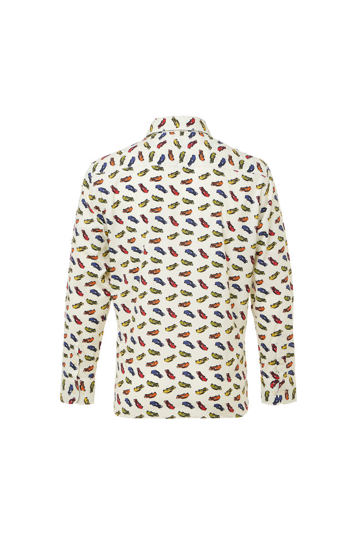 Multicolor Car Print Button-Down Shirt