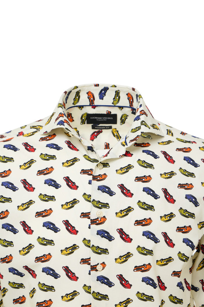 Multicolor Car Print Button-Down Shirt