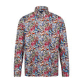 A long sleeve multicolor geometric graffiti print shirt.
