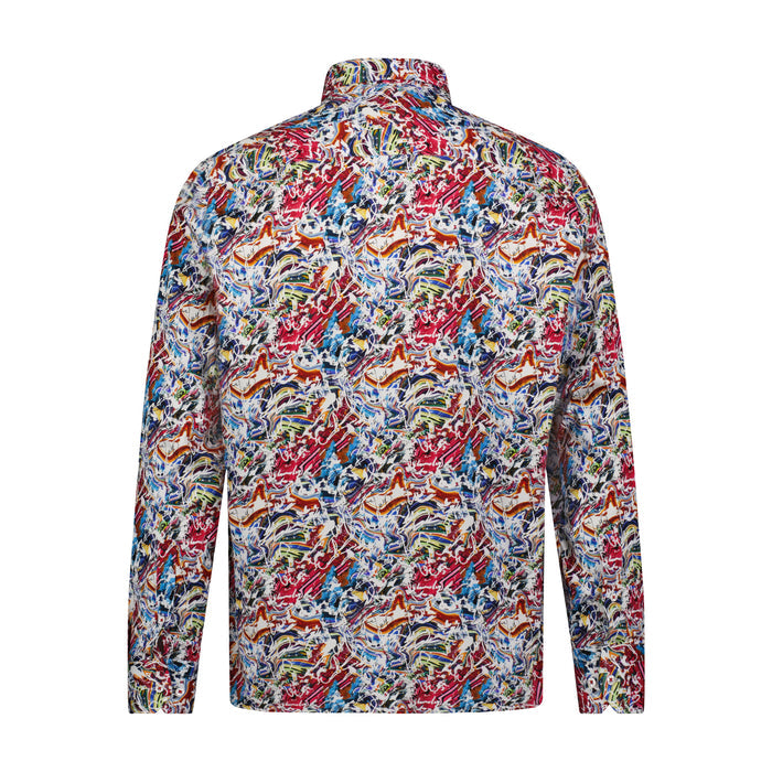 Colorful patterned shirt on a white background