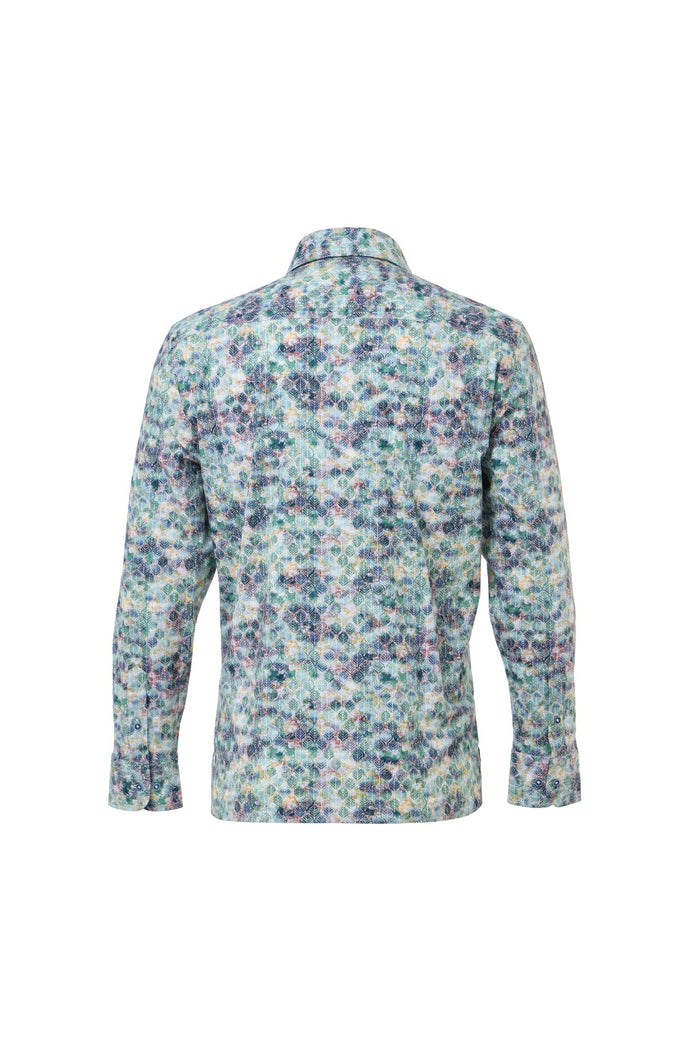 Multicolor Leaf Print Button-Down Shirt