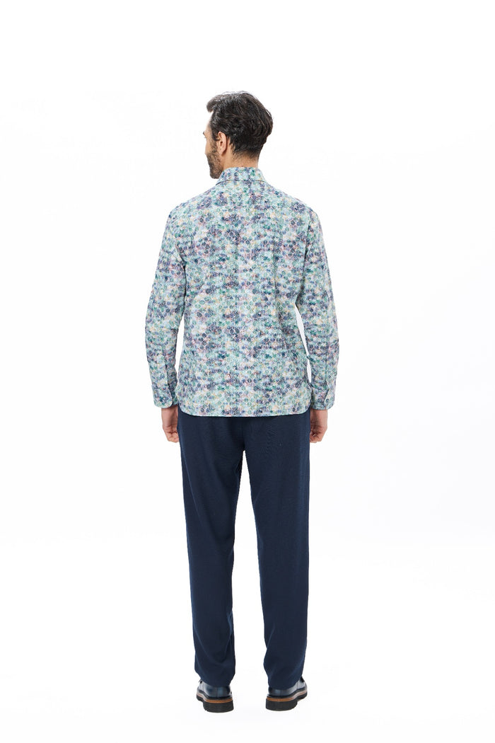 Multicolor Leaf Print Button-Down Shirt