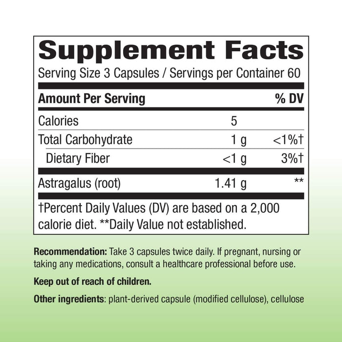 Nature's Way Astragalus Root, Traditional Immune Support*, Non - GMO Project Verified, Vegan, 180 Capsules - The Oasis of Health