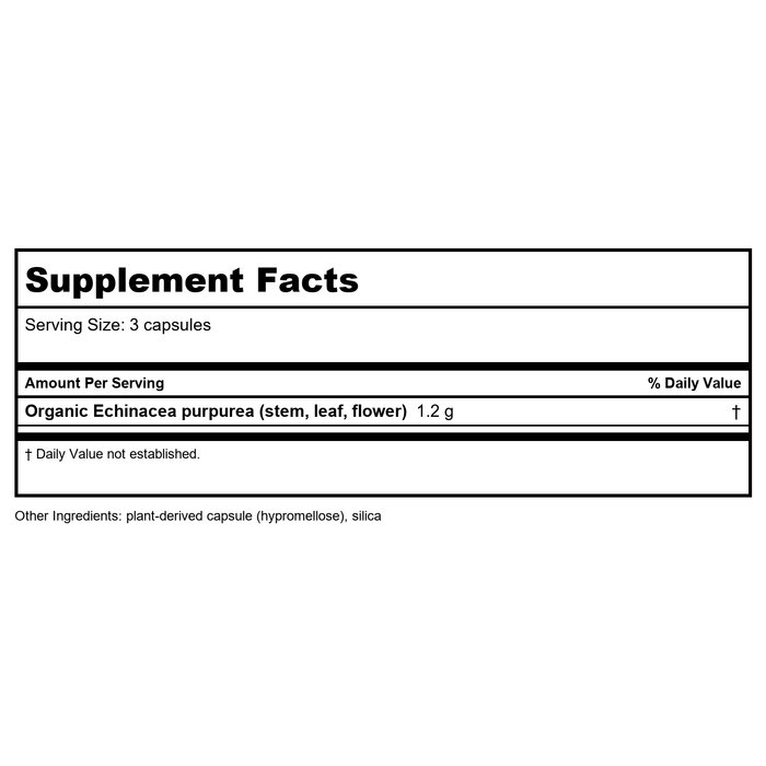 NATURE'S WAY ECHINACEA ANGUSTIFOLIA EX, 60 CAP - Supplement Facts panel