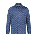 Navy and Lite Blue Skull Print Long Sleeve Shirt