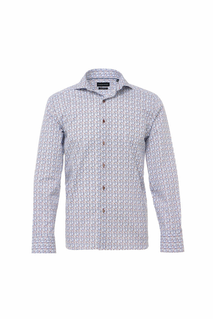 Navy & Brown Safety Pin Print Shirt