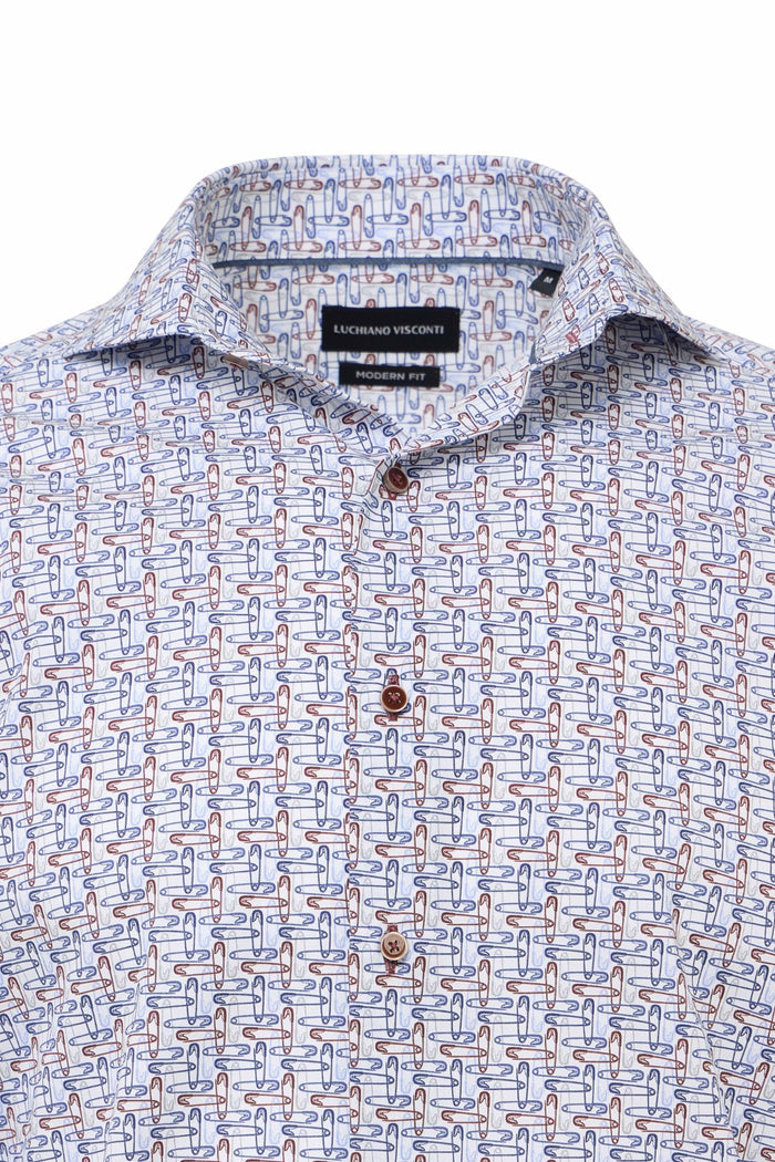 Navy & Brown Safety Pin Print Shirt