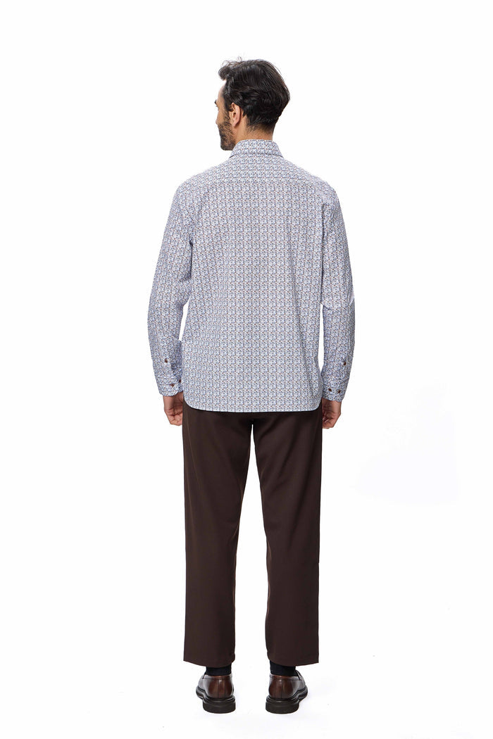 Navy & Brown Safety Pin Print Shirt