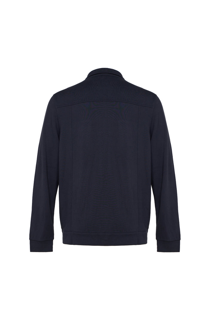 Navy Button-Up with Satin Finish