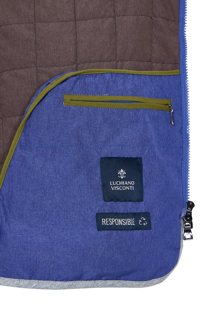Navy Double Zip Quilted Performance Vest