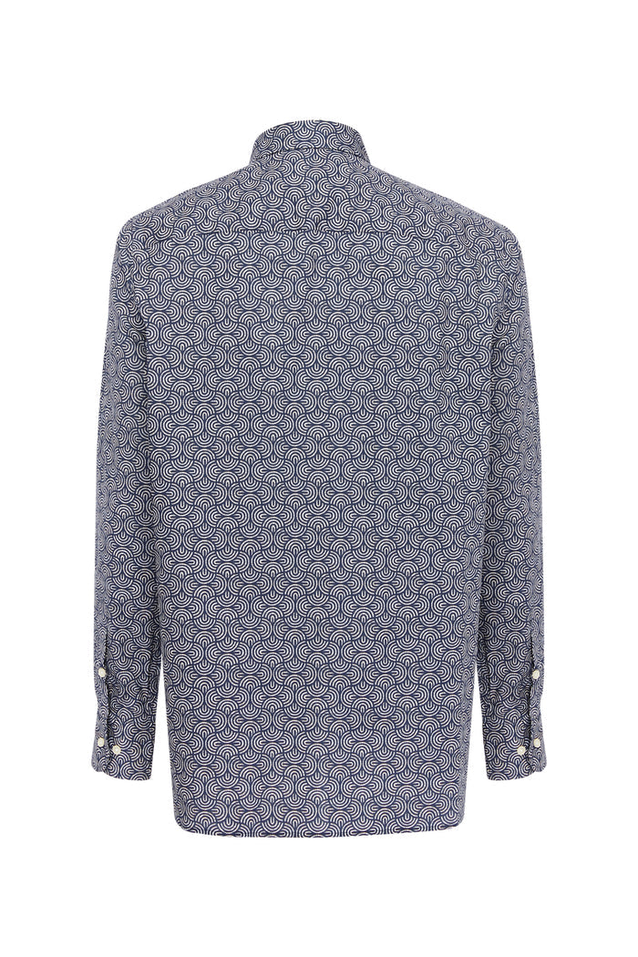 Navy Geo Swirl Print Shirt