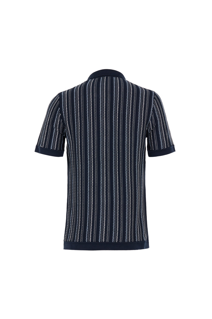 Navy Giuseppe Knit Full Button Shirt