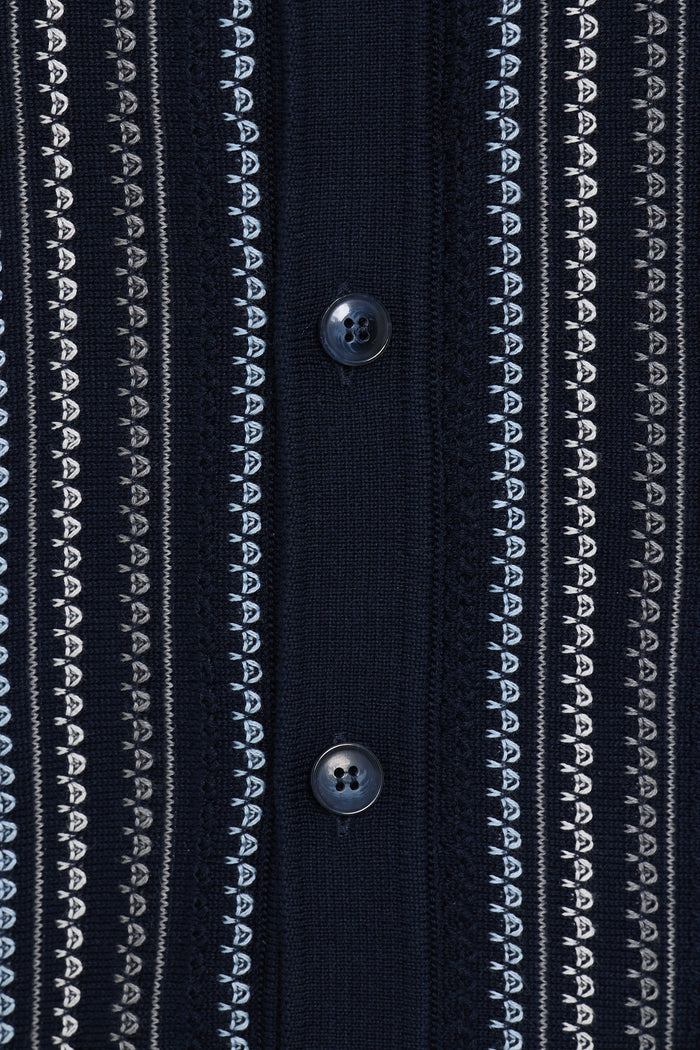Navy Giuseppe Knit Full Button Shirt