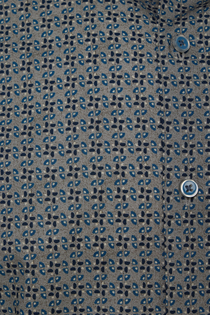 Navy, Grey & Blue Geo Print Button Down Shirt