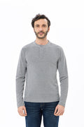 Navy Henley Jacquard Long Sleeve