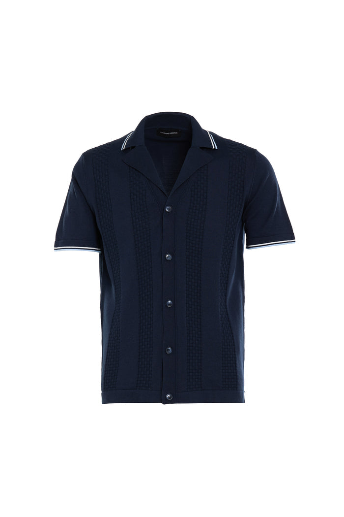 Navy Liguria Full Button Knit