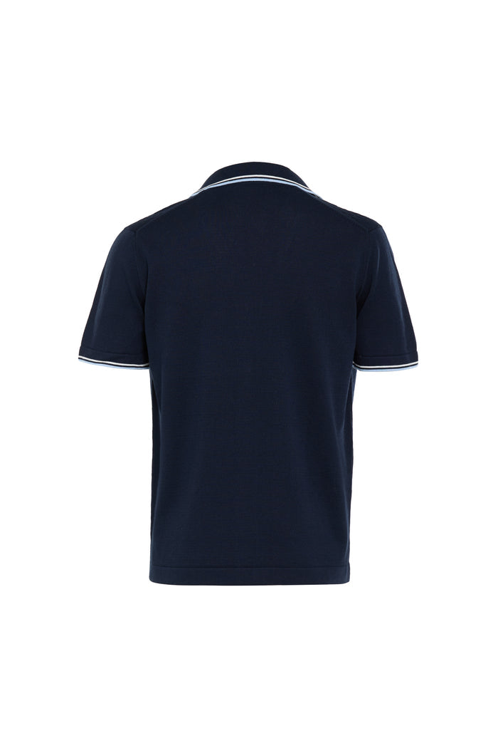 Navy Liguria Full Button Knit