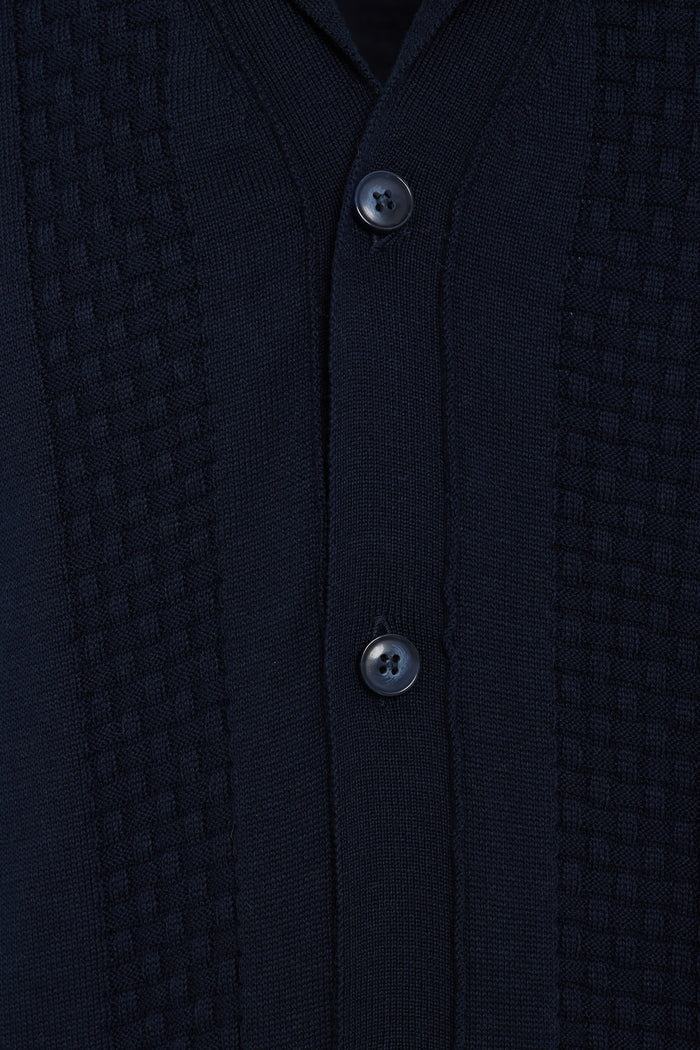 Navy Liguria Full Button Knit