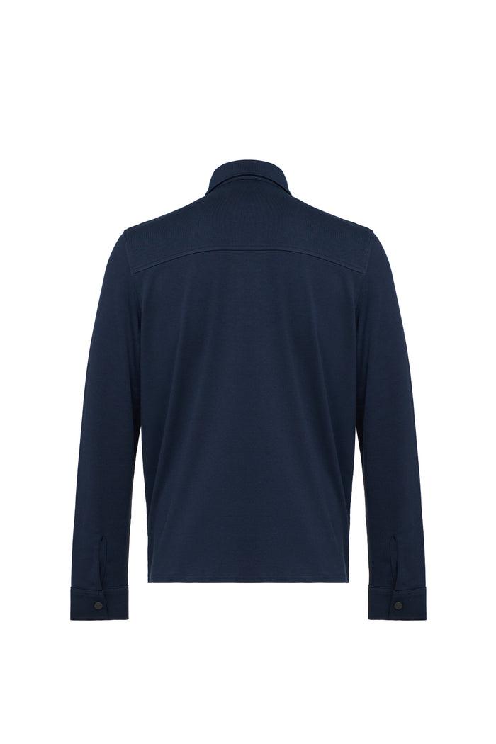 Navy Quilted Jersey Knit Jacket