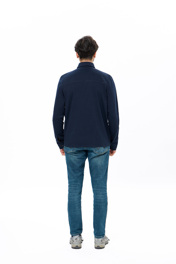 Navy Quilted Jersey Knit Jacket