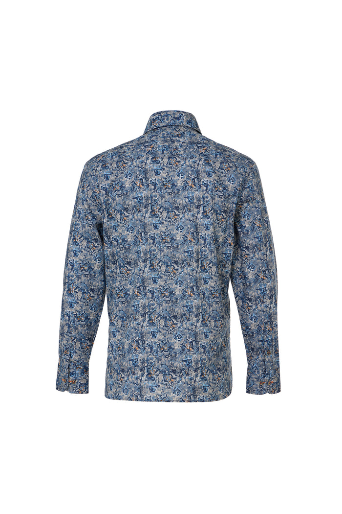 Navy & Taupe Floral Mélange Button Down Shirt