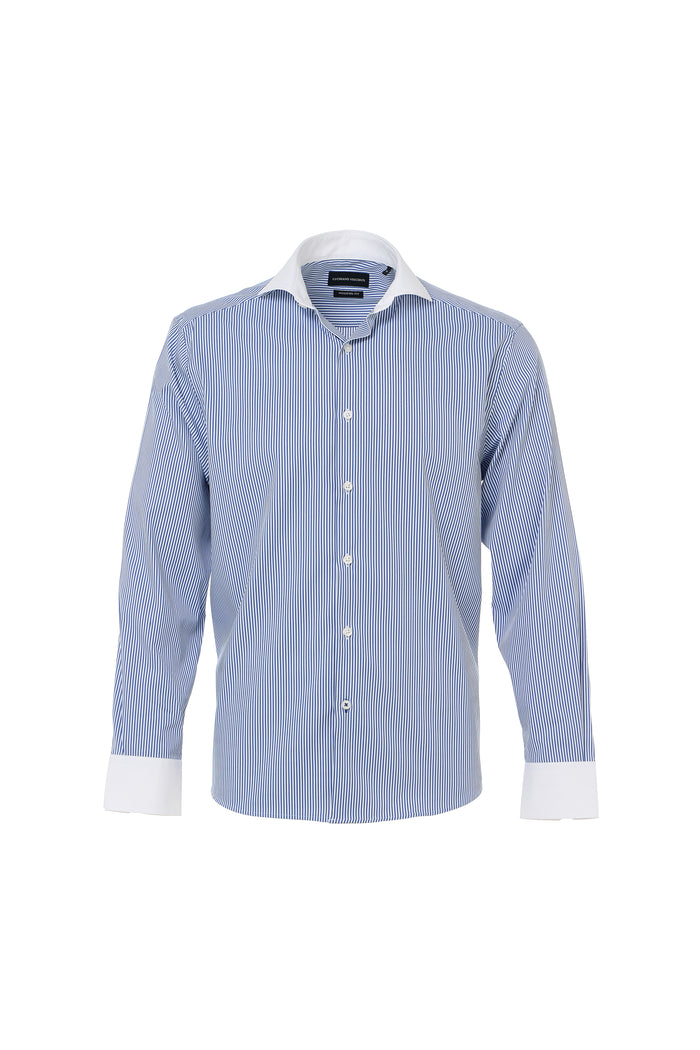 Navy & White Awning Stripe Button Down Shirt