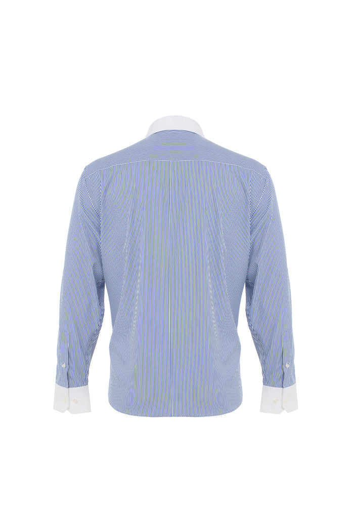 Navy & White Awning Stripe Button Down Shirt