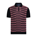 Navy with Dark Pink Zip Design Short Sleeve Knit Polo
