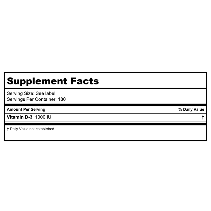 Now Foods Chewable Vitamin D-3 1,000 IU 180 Chewables - 0357 - 2 Pack - Supplement Facts panel