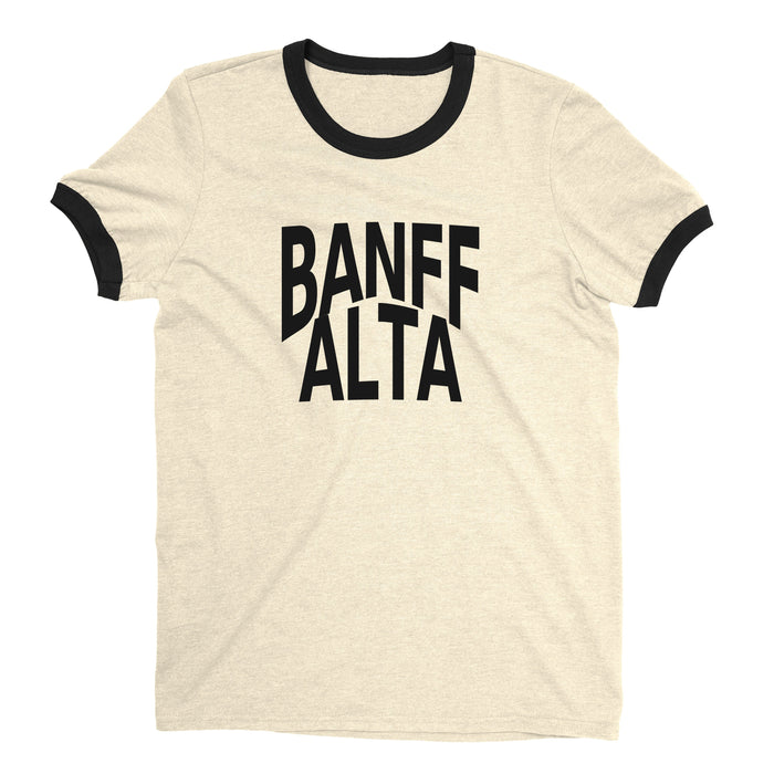 Banff National Park Ringer Tee Retro Style Men's T-Shirt - NYC Factory - Natural