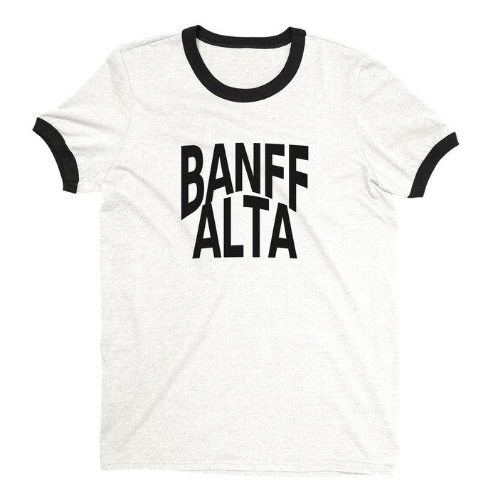 Banff National Park Ringer Tee Retro Style Men's T-Shirt - NYC Factory - White