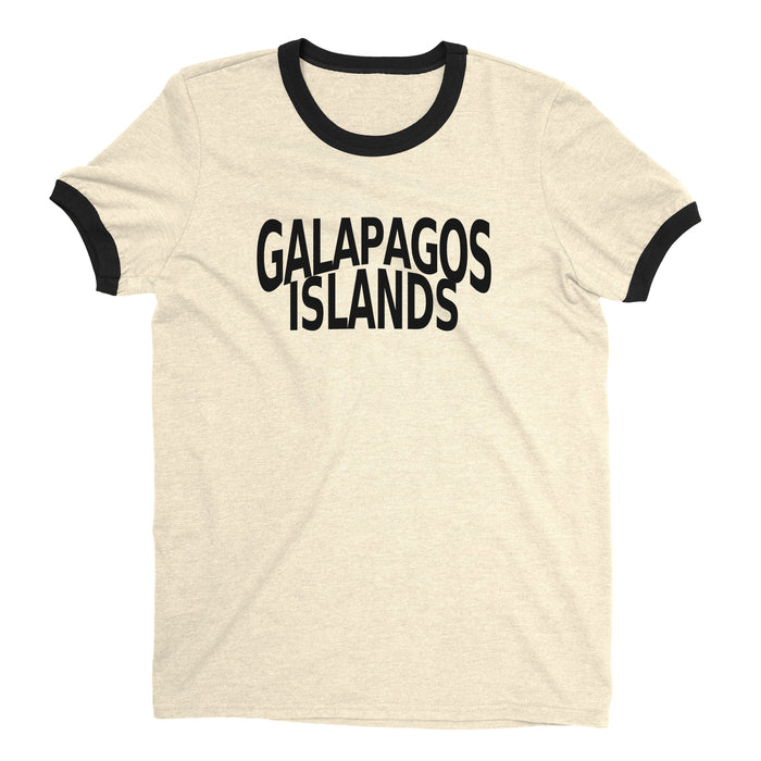 Galapagos Islands Ringer Tee Retro Style Men's T-Shirt - NYC Factory - Natural