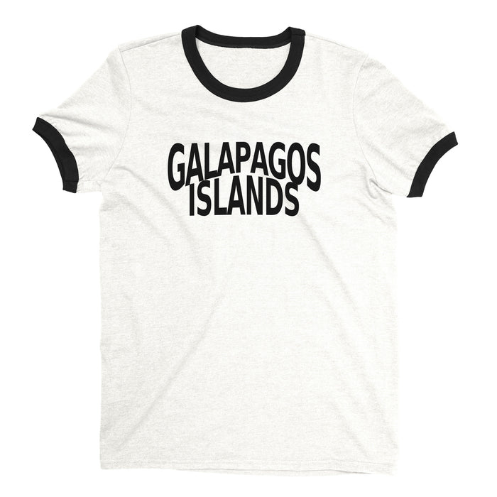 Galapagos Islands Ringer Tee Retro Style Men's T-Shirt - NYC Factory - White