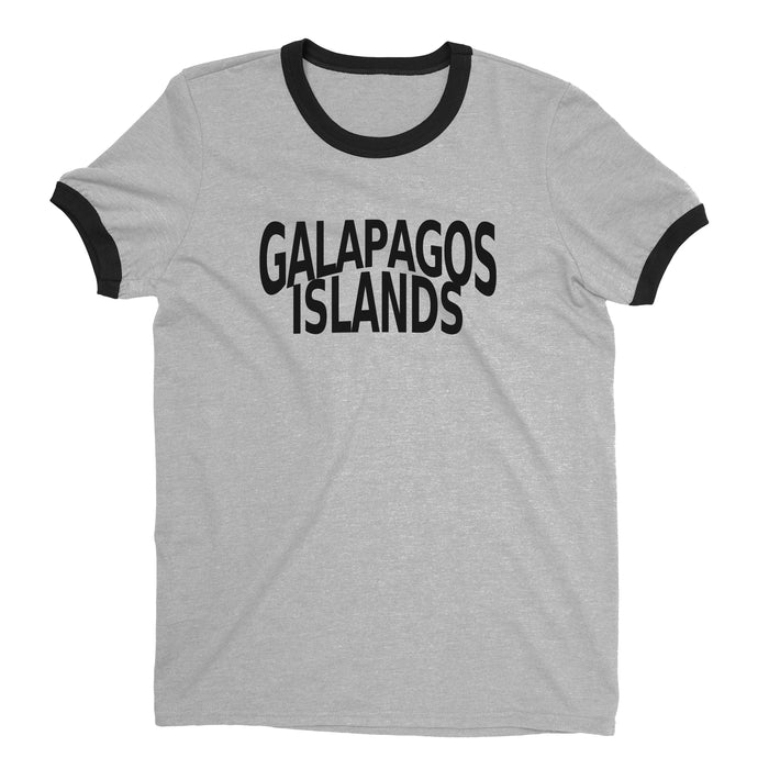 Galapagos Islands Ringer Tee Retro Style Men's T-Shirt - NYC Factory - Heather Gray