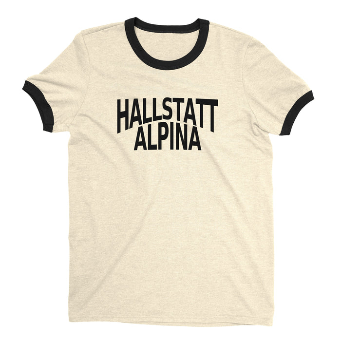 Hallstatt Austria Ringer Tee Retro Style Men's T-Shirt - NYC Factory - Natural