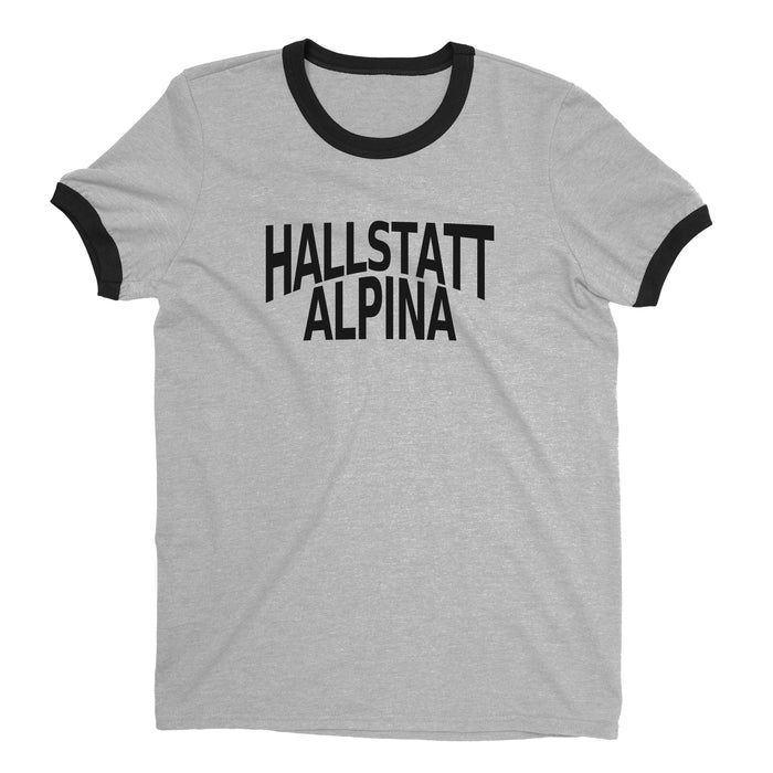 Hallstatt Austria Ringer Tee Retro Style Men's T-Shirt - NYC Factory - Heather Gray