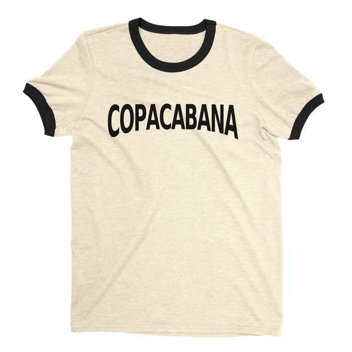 Copacabana Beach Ringer Tee Retro Style Men's T-Shirt - NYC Factory - Natural