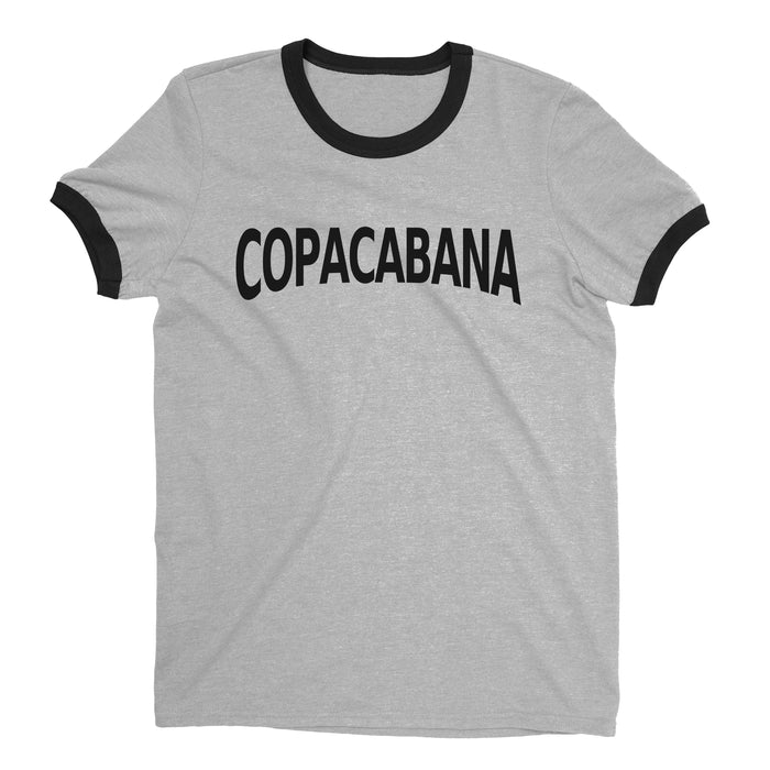 Copacabana Beach Ringer Tee Retro Style Men's T-Shirt - NYC Factory - Heather Gray