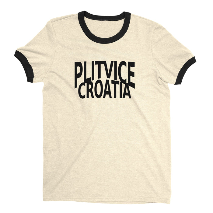 Plitvice Lakes National Park Ringer Tee Retro Style Men's T-Shirt - NYC Factory - Natural