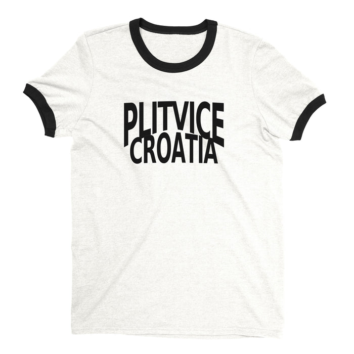 Plitvice Lakes National Park Ringer Tee Retro Style Men's T-Shirt - NYC Factory - White