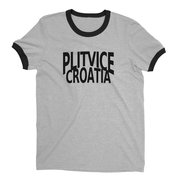 Plitvice Lakes National Park Ringer Tee Retro Style Men's T-Shirt - NYC Factory - Heather Gray