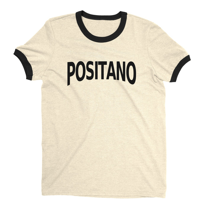 Positano Amalfi Ringer Tee Retro Style Men's T-Shirt - NYC Factory - Natural